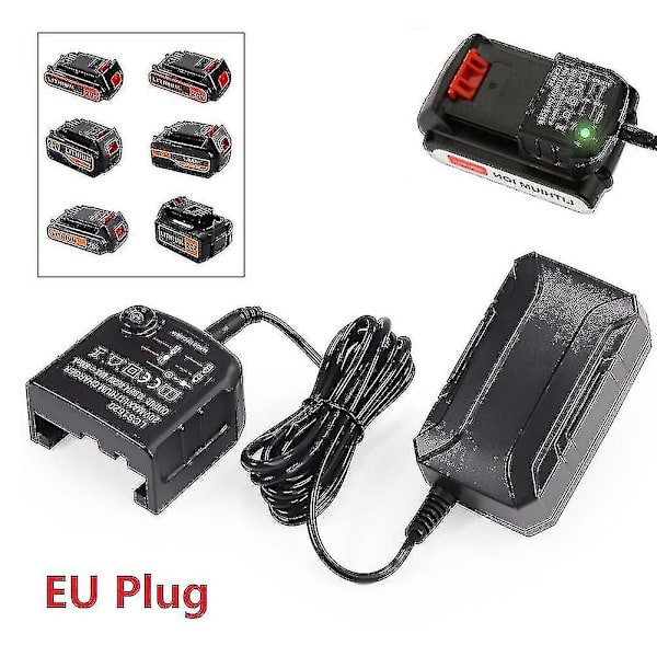 10.8v 14.4v 20v Black&decker Li-ion -akkulaturin vaihtoehtoinen sähköporakoneen ruuvimeisselin virtalähde Akku Eu-pistoke Lbx20