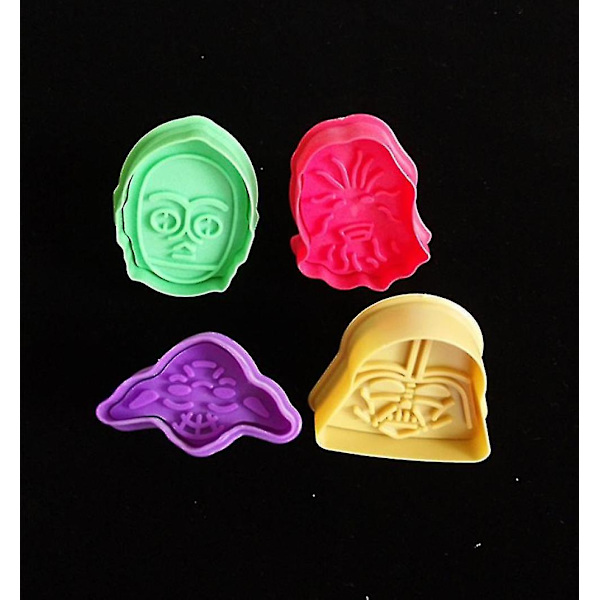 4 stk Star Wars Cookie Cutter Plast Fondant Cutter Multi-farve Kiks Cutter 3d Cookie Cutter Sæt Star Wars Bageform