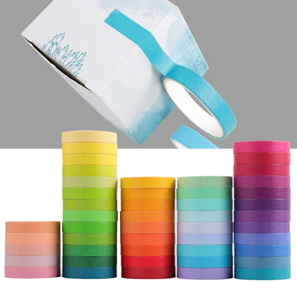 48 rullaa sateenkaaren väristä washi-teippiä, askarteluun, taiteeseen ja käsitöihin, päiväkirjoihin ja suunnittelijoihin, jokainen rulla 0,75 cm ja 2 m