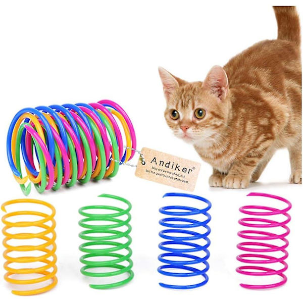 20 st kattfjäderleksaker, spiralfjäder av plast, nya husdjursleksaker, färgglada kreativa spiralfjädrar av plast för kattbitning, jakt, lek