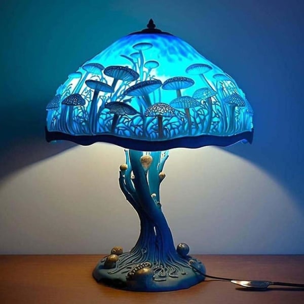 Rion 2023 Ny bordslampa i växtserien av målat glas, vintage bordslampa, färgglad svamplampa,（E）