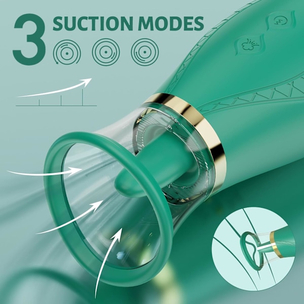 Klinatorisk Sugerende Vibrator Sexleketøy, 3 Sugende 9 Likkende Moduser Nippler Klittsuger for Rask Orgasme, Tungevibratorer Voksenleketøy