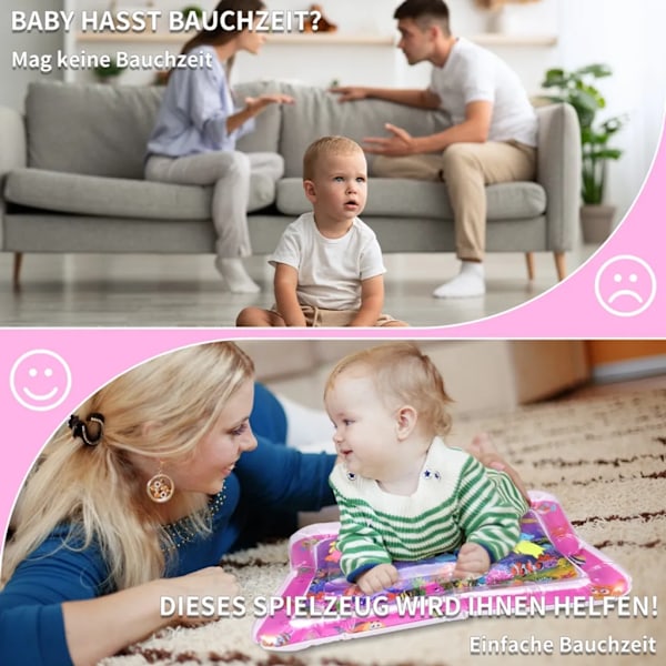 Uppblåsbar vattenmatta för barn, vattenlekmatta, vattenkudde, aktivitetscenter, magtid, BPA-fri