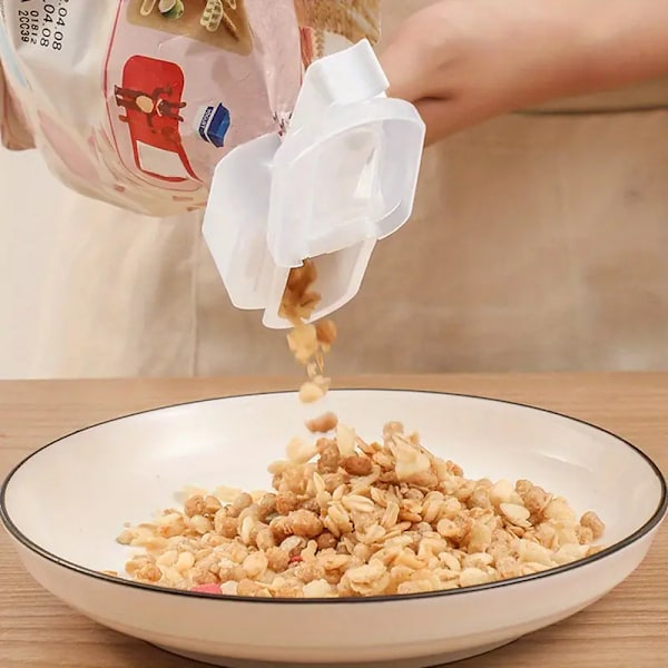 Fuktbeständig förslutningsklämma för köket, förslutningsklämma för att hålla maten fräsch, matförslutningsklämma, mjölkpulver havregryn snacks påsklämmor med hällpip