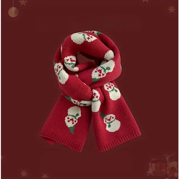 Julmotiv Jacquard Halsduk, Snygg Tjock Varm Stickad Halsduk, Höst Vinter Kalla-resistent Mångsidig Elastisk Halsduk
