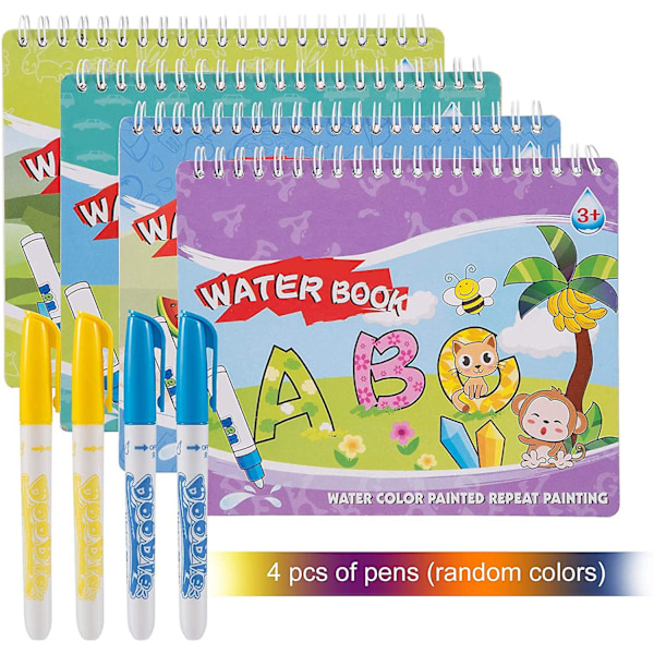 4 Magic Water Piirustuskirjaa Värityskirjat 4 Magic Pen baby opetuslelulla