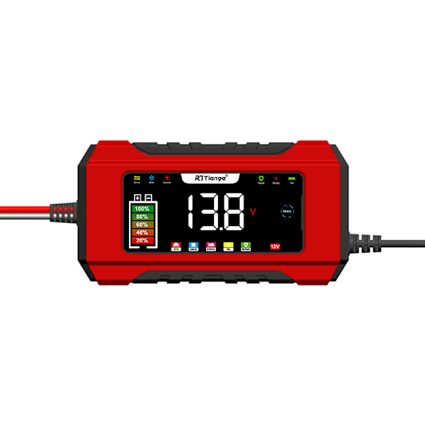 Bilbatterilader, 12V 6A Smart Batteri Trickle Lader Bil 12V Batteri Vedligeholdelses Desulfator til Bil Lastbil Motorcykel Plæneklipper Marine