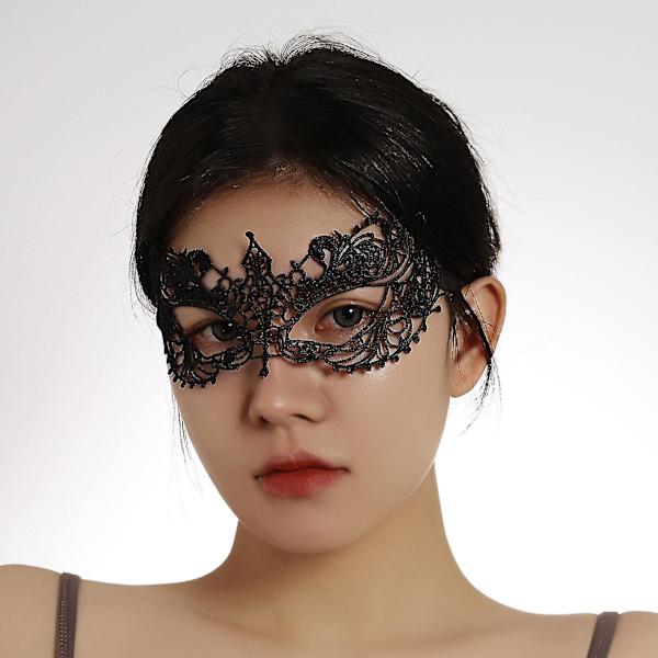Sinknap 1 Pari Sparkling Lace Masquerade Eye Cover Naisten Venetsialainen Lace Eye Cover Juhlajuhlapallo pukutarvikkeet (musta, 4)