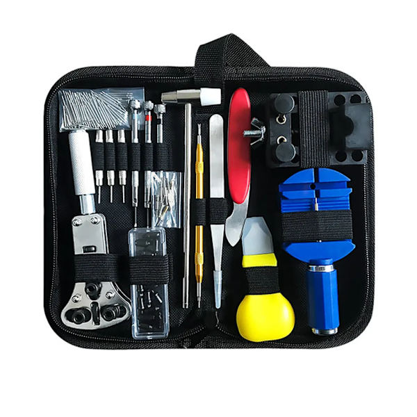 147-delars klockverktygssats, klockreparationssats, urmakarsverktyg, klockbaksidaöppnare, klockbatteribytesverktyg, professionell urmakarsats