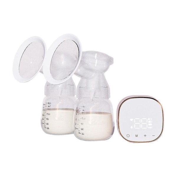 2-pack bærbar brystpumpe, dobbel håndfri brystpumpe, LCD-skjerm, lite støy og smertefri, 2 moduser og 9 nivåer elektrisk brystpumpe bærbar, 180 ml