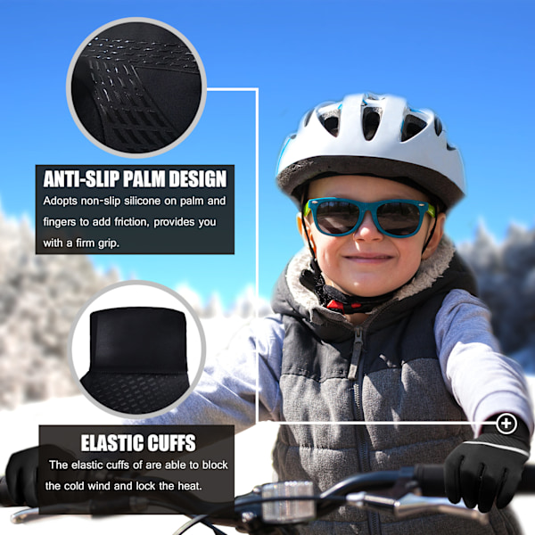 Kid Gloves Barnens Pekskärm Vantar - Vinter Varma Kalla Väder Vantar Pekskärm Löpning Vantar Termisk Ridning Cykling Vantar (L)
