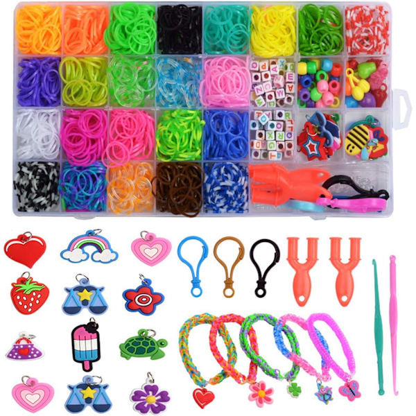 Rainbow Loom Kit DIY Craft Material Set DIY Färgglada Gummiband Pedagogisk Barnleksak Armband
