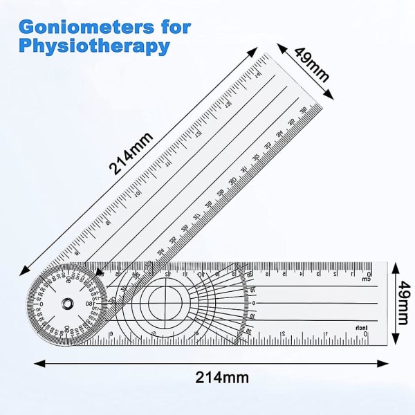 Protractor Pakke med 5 Protractor Spinal Lineal Ortopædisk Lineal Goniometer Fysioterapi Cykel Pro（Som vist）