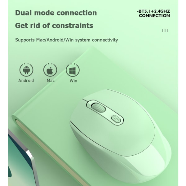 Trådløs genopladelig Bluetooth dual-mode lydløs bærbar kontormus