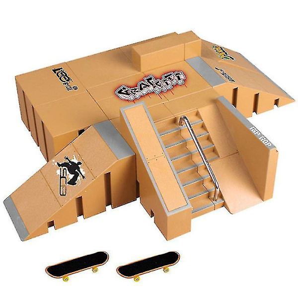 Mini Alloy Finger Skating Board Paikka Yhdistelmälelut Lasten Rullalautailurata Set