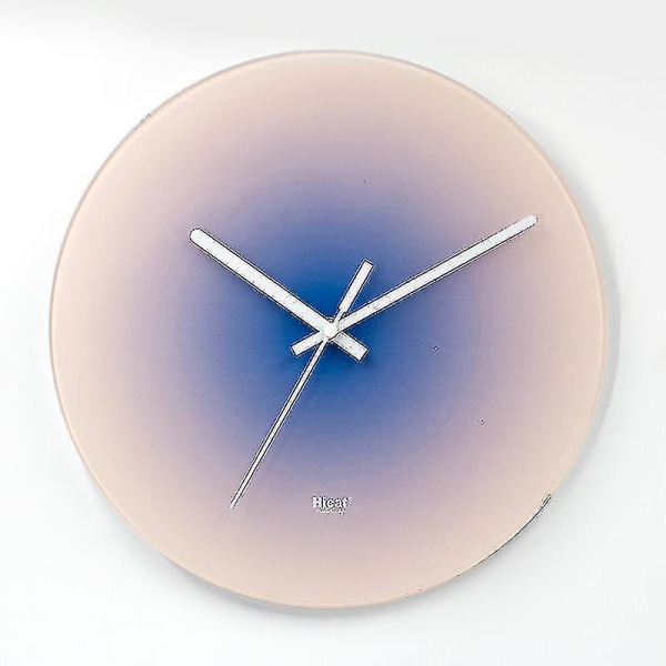 Nordic Style Gradient Solnedgång Väggklocka Ljus Lyx Vardagsrum Stansfri Mute Glas Watch klocka Heminredning（35cm，SKU-6）
