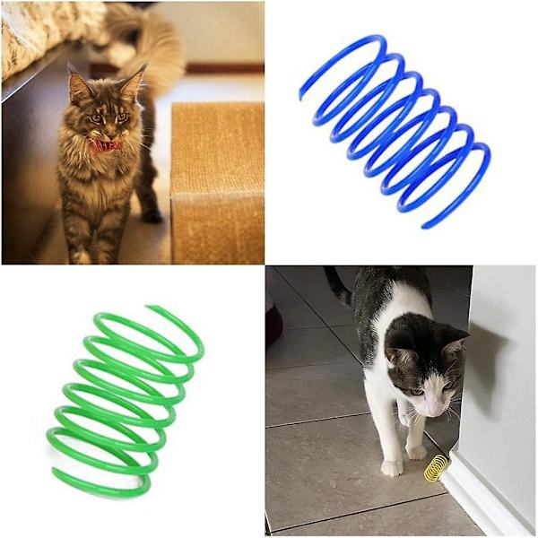 20 st kattfjäderleksaker, spiralfjäder av plast, nya husdjursleksaker, färgglada kreativa spiralfjädrar av plast för kattbitning, jakt, lek