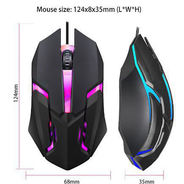 RGB Gaming Mus, 1600 DPI Computer Kablet Mus, Ergonomisk Gaming Mus, Farverige Lys, 3D Rullehjul, til Win10 8 7 til Win til Win XP