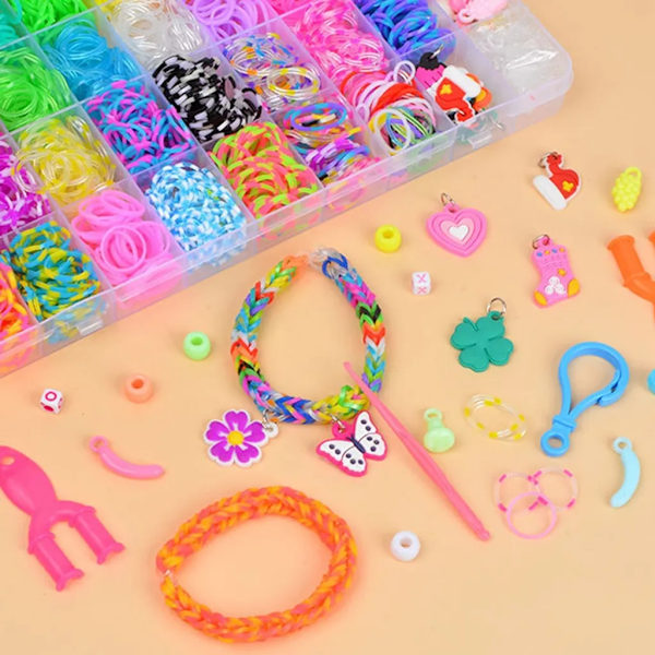 DIY pedagogisk barns leksak regnbåge gummiband vävstol 36 rutnät handgjord färgglad gummiband vävning armband set