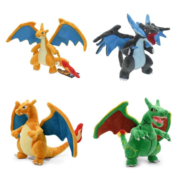 Elf Plush MegaXY Version Charizard Mega Charizard Evolution Version Rayquaza Sky Dragon Toy[HSF]（21-25cm，Xversion blå）