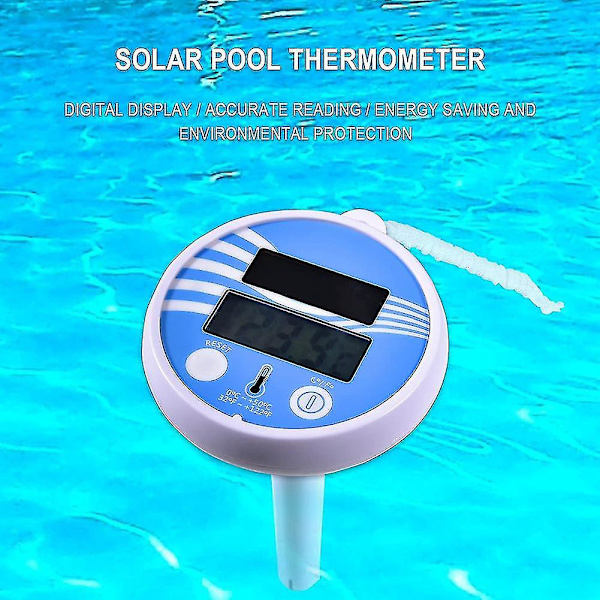 Flytande pooltermometer Trådlös - Simbassängtemperaturtermometer Lättläst, Solar Digital (trassling)