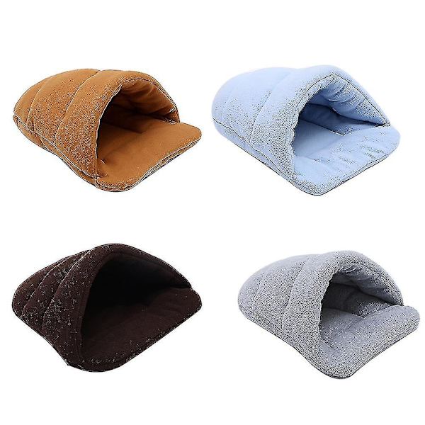 Tykk fleece, varm hund, katt, telt, grotte, seng, tøffelform, sovepose for kjæledyr（XS，Blue Sky）