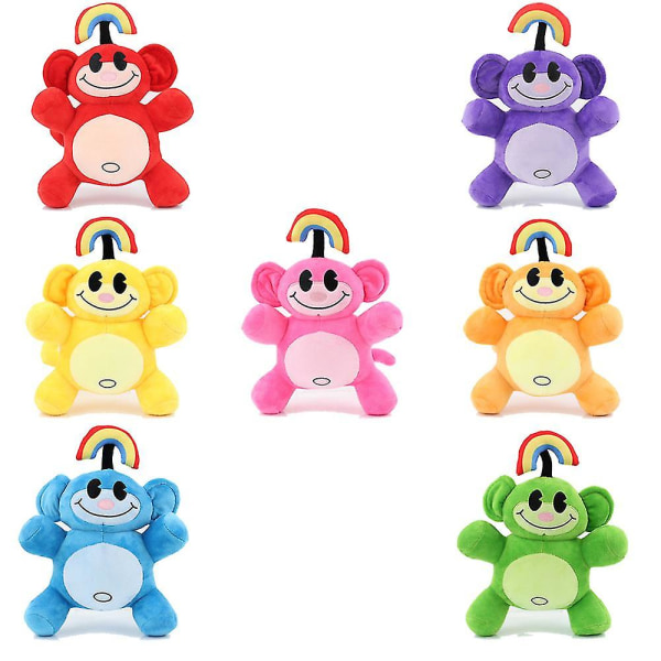 Rainbow Monkey Plyschleksak Tecknad gosedjurdocka för barn Present _a(Gul)