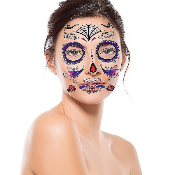 6 st Halloween ansiktsklistermärken Halloween festklistermärke Prop Face Make Decal