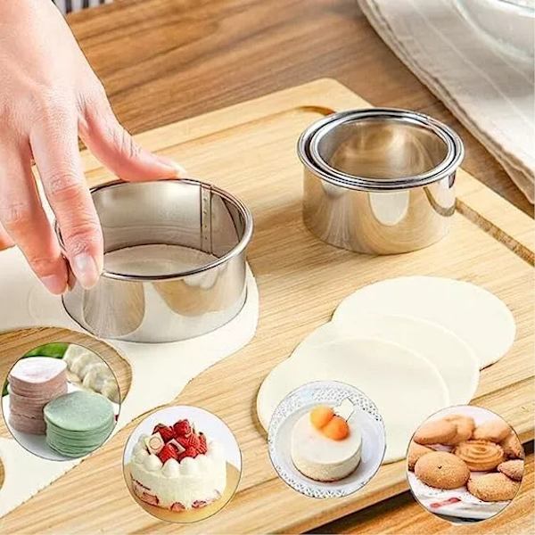 12 stk. kakeformsett, 1-4,4 tommers runde kakeformsett med boks, rustfritt stål sirkelform for bakverk bakverk smultring