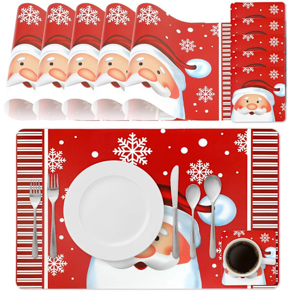 Christmas Placemats, 6 Wipeable PVC Placemats