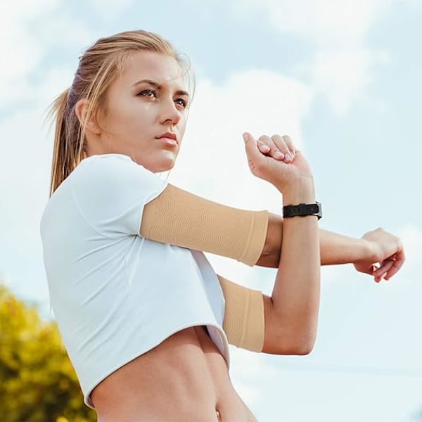 2 par slanke kompressions yoga ærme - lette elastiske ærmebind til støtte og albuebeskyttelse