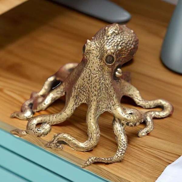 Mässing bläckfisk Staty Staty Djurfigurer Leksaker Hem Desktop Dekoration