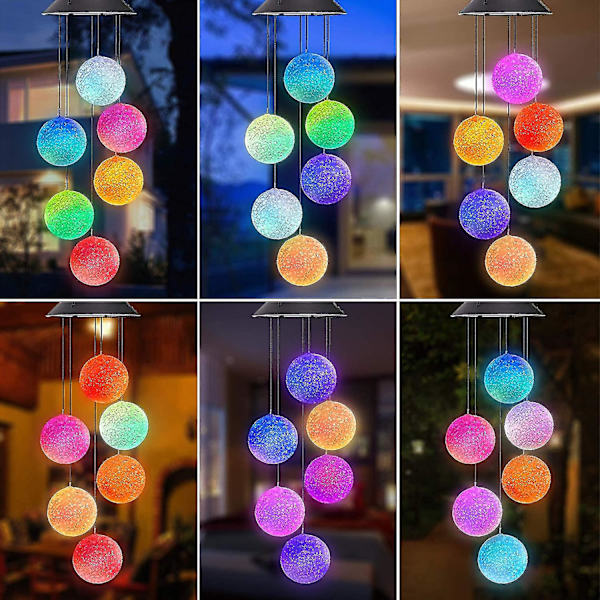 Farveskiftende Solar Powered Led Chimes Havedekoration til udendørs romantisk gårdhave med kroge