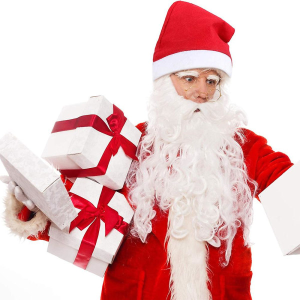Tomteskägg- och perukset – set till julkostymer, karaktärsuttryck, maskerad och evenemang som ger presenter