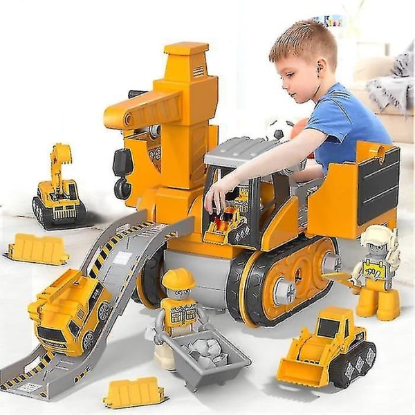 4 i 1 konstruksjonsbilleketøy, lastebilleketøy gjør-det-selv-monteringssett, med elektrisk drill, for barn 3-8 år gamle