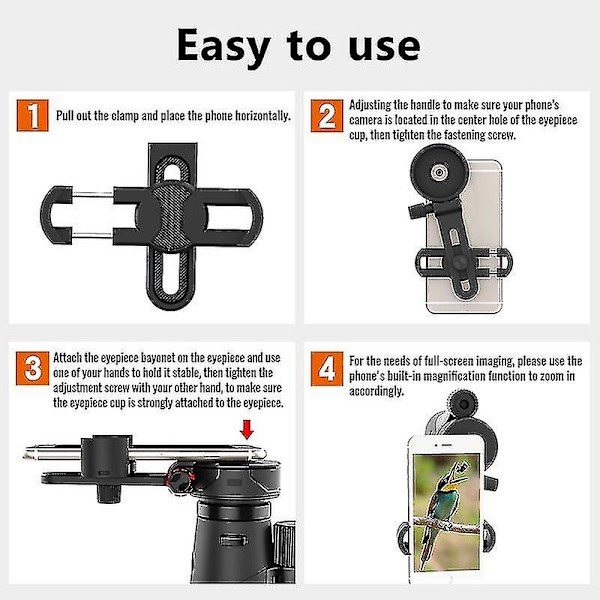 Universal Mobiltelefon Adapter Bracket Clip Mount Blødt gummimateriale til kikkert monokulært spottingskop