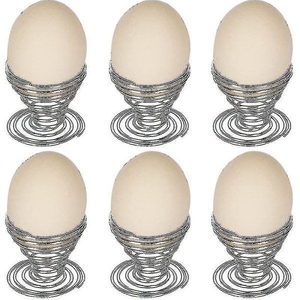 6st äggkoppar gjorda av rostfritt stål Wispiral Spring Beauty svamphållare