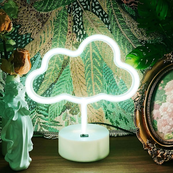 Cloud Neon Skilte Cloud Lys til Soveværelse, Hvid Led Cloud Lys Værelse Dekoration, USB/Batteridrevet Cloud Neon Lys, Æstetisk Neon Cloud Skilt Lampe