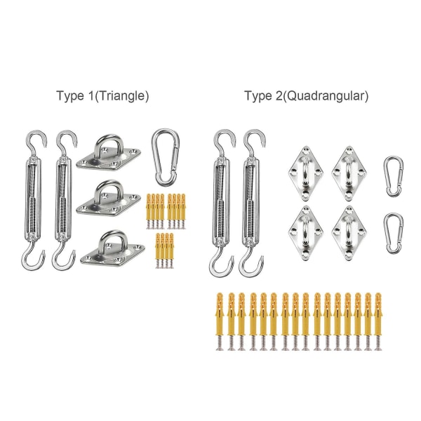 Skygge Sejl Hardware Kit til Rektangel Sol Sejl Rustfrit Stål Hardware Tilbehør til Skygge