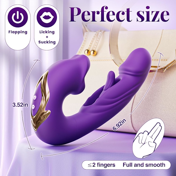 Thrusting Vibrator Sexleketøy - G-Punkt Vibrator Tungeleketøy for Kvinner Sexleketøy med 7 Klaffende & Vibrerende & Likkende Moduser Dildo