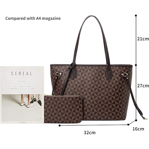 Håndvesker for kvinner Designer Mote Vesker Topphåndtak Skuldervesker 2 stk med liten lommebok (svart)