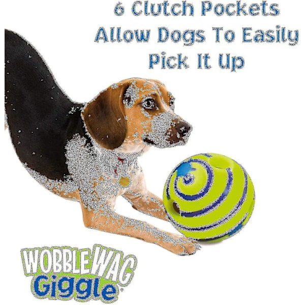 Wobble Wag Giggle Ball, Interaktiivinen koiranlelu, Hauskat kikatusäänet, 14 cm (tyyli 1)