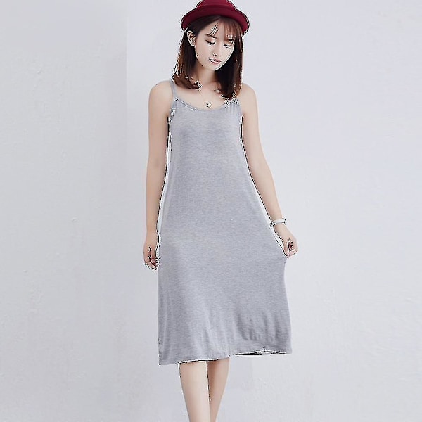 Long Slip, Alusmekko Solid Petticoat Bodycon, Camisole Intimates Spaghetti X(XL), Black Long）