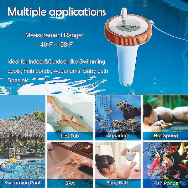 Vattentät swimmingpool temperaturmätare 3 kanaler trådlös anslutning LCD digital termometer termometer set（USA）