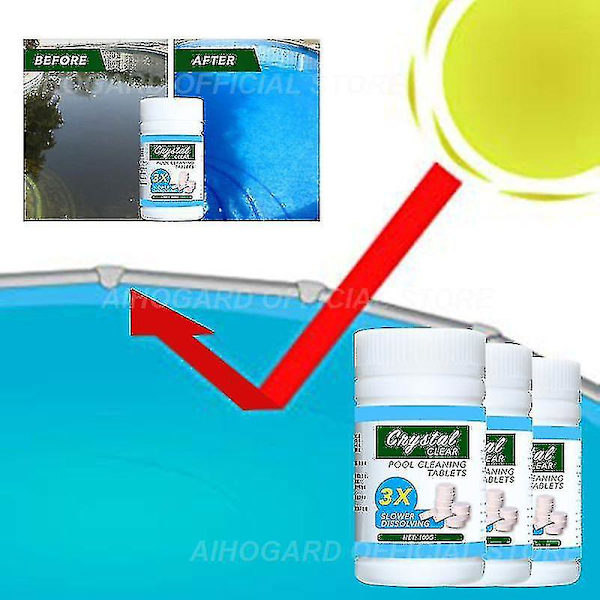 100 stk. Poolrensetablet til sikker og langtidsholdbar desinfektion af swimmingpool