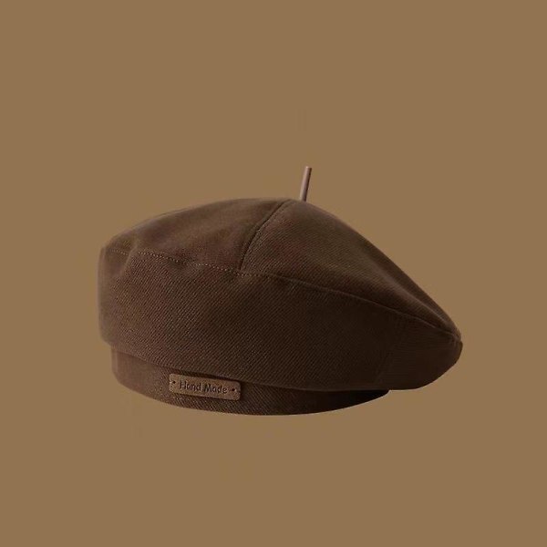 Bomull Kvinner Berets Vinterluer Høst Vinter Street Åttekantede Beret Caps（Kaffe）