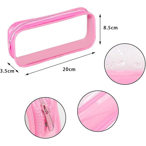 2 st genomskinligt case, vattentät pvc pennpåsar Transparent Exam case med blixtlås för pappersvaror Kosmetikförvaring (blå* rosa)