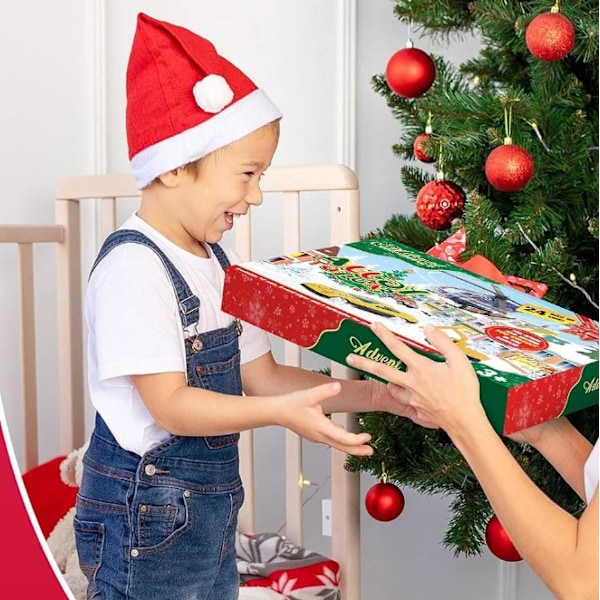 Adventskalender 2024, børnebil, legetøj, små gaver