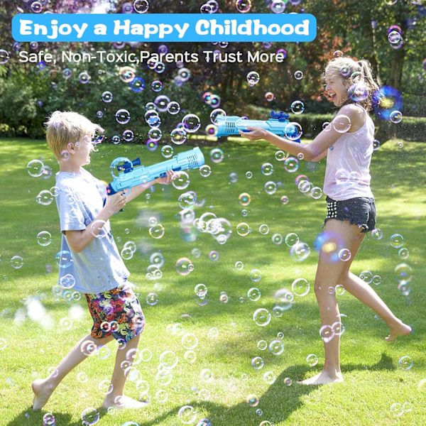 Pistolformad bubbelpistol, barnbubbelmaskin med över 10 000 bubblor per minut, med bubbellösning.2, barnbubbelleksakspresent/födelsedag/fest