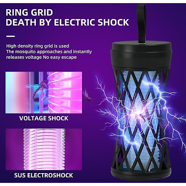 Bärbar elektrisk myggdödande lampa (grå)
